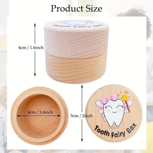 Tooth Fairy Wooden Box Tooth Fairy Keepsake Storage Box for Girls - Picture 2 of 3